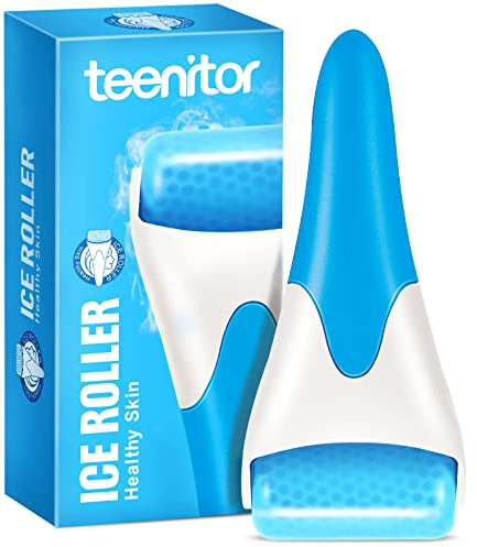 Ice Roller for Face, Eye, Puffiness, Migraine, Pain Relief and Minor Injury, Teenitor Ice Face Roller Massager Cold Facial Roller Freezer Tighten Skin Care, Blue