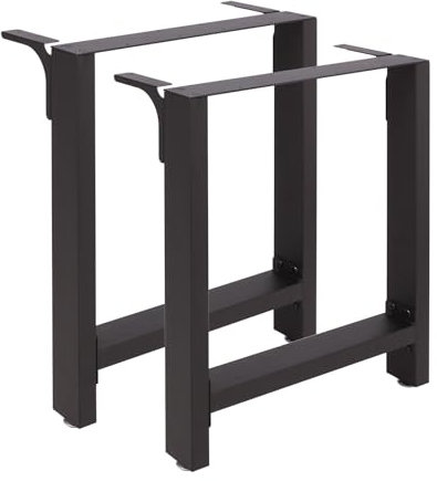 Wiltec Tischbeine aus Stahl 2er Set 60x72cm Vierkantrohre in schwarz pulverbeschichtet Tischkufen Tischgestell Tischuntergestell