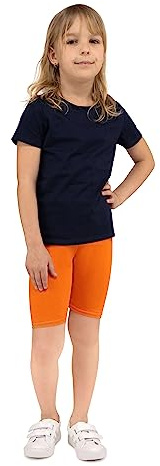 looksy Cykelshorts för flickor: enfärgade och livfulla färger elastiskt midjeband bomullstyg slitstarkt bekvämt och andningsbart finns i storlekarna 3–13 år 19 färger, Orange, 110