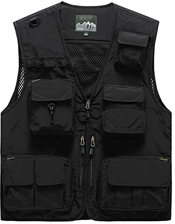 Beokeuioe Wandern West Herren Outdoor Weste Vielen Taschen Anglerweste mit Reißverschluss Jagd Fotografie Sommer Ärmellos Jacke Frühlingsjacke Jungen Jacke