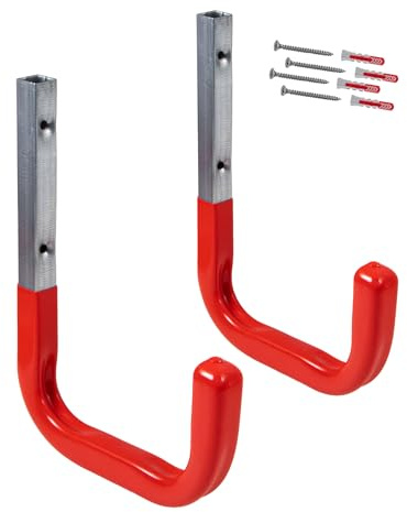Gedotec Supporto a parete - Gancio a parete da avvitare in acciaio zincato gommato | MONO | 2 ganci per elettrodomestici Lunghezza: 80 mm incl. materiale di fissaggio | Gancio multiuso in metallo