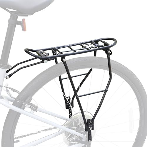GRELiving Bike Cargo Rack Adjustable Bicycle Rear Luggage Touring Carrier Racks 55lbs Capacity Quick Release Mountain Road Bike Pannier Rack for 24-28 Frames
