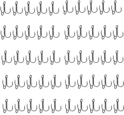 Lot de 50 hameçons triplés en acier au carbone - Hameçons triplés en acier au carbone - Hameçons de pêche CuiCanfla - Aiguisés - Pour la pêche en eau salée