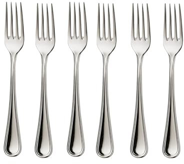 Forchette da tavola in acciaio inox con bordo arrotondato, confezione da 6 pezzi