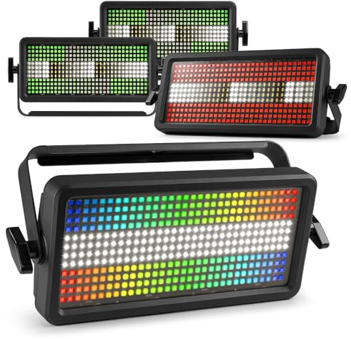 BeamZ BS384 LED Strobe Effect, Wash Light & Stage Blinder Combi Set, 4-Pack - 384 SMD LEDs, Wide-Angle Multi-Color Coverage, 48-Segment Control, Versatile Professional Lighting for Events and Stages