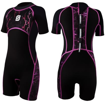 Summshall Combinaison Surf Enfant, Garçons Filles 2.5mm Neoprene, Anti-UV Combinaison plongée Enfant Une Pièce Shorty pour Plongée Natation Activités Aquatiques