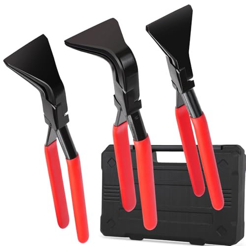 3x Abkantzange 0° 45° 90° Biegezange Falzzange Satz | Breit 60 mm | Lang 280 mm | Blechzange Blechbiegezange mit Werkzeugkasten & Rutschfestem Griff Langlebige Dachdecker Werkzeug Spengler Werkzeug