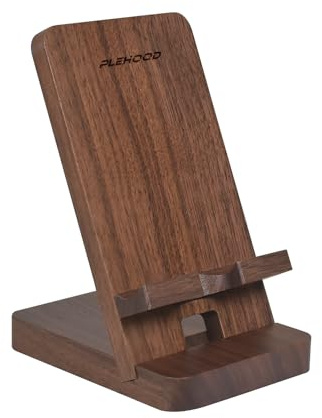 Plehood Handyständer aus Walnussholz Handy Halterung, Schreibtisch-Holz-Telefonhalter, tragbarer Telefonständer für Schreibtisch, kompatibel mit iPhone und Allen Handys (Walnussholz)