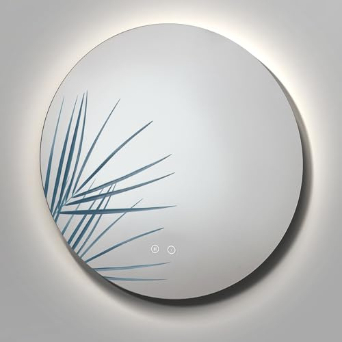 Feel Your Bath Espejo de Baño Redondo Ø80 cm con Luz LED Regulable, Antivaho, Interruptor Táctil, Iluminación Frontal y Retroiluminada, Diseño Moderno, Bajo Consumo, Fácil Instalación