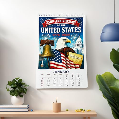 Calendario 2026 - Calendario da Parete Americano 250 Anni | Planner Mensile per Studenti Insegnanti Ufficio - Organizzatore di Schedule per Studenti Insegnanti Famiglia Ufficio Scuola al Coperto