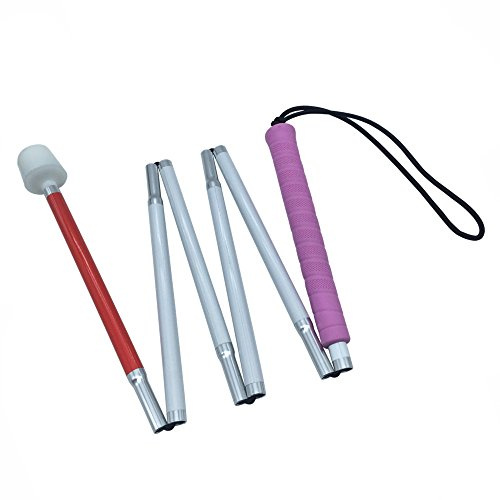 VISIONU Aluminio Baston Blanco para Ciegos y Baja Vision Plegable, 6 Secciones