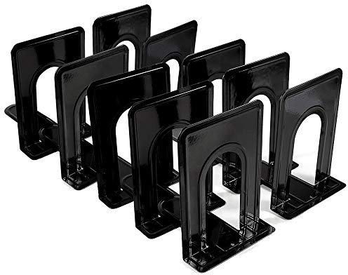 Book Ends, Bookends for Shelves, Book Ends to Hold Books for Heavy Books, Metal Bookends Office Nonskid, Heavy Duty Book Ends Black 6.69 x 4.9 x 4.3in, 5 Pair/10 Piece