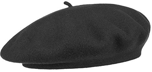 Barascon Baskenmütze mit Kaschmir Wollbaske Baske Herrenbaske Damenbaske (One Size - schwarz)