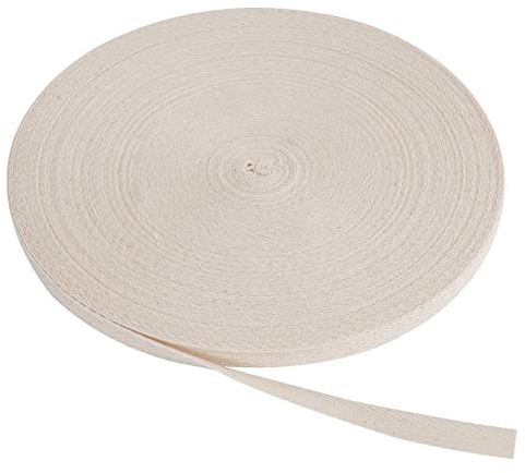 Berolle 50 Yards Natural Cotton Twill Tape Herringbone Tape Cotton Twill Webbing for Gift Wrapping Craft Home Decoration Sewing (Beige, 3/8)