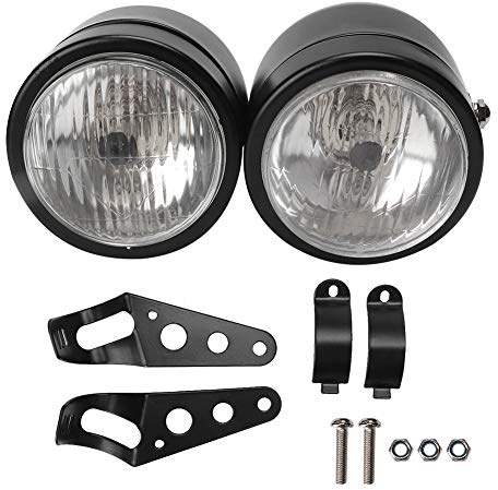 Double phare, lampe de phare ronde double avant universelle de fer de la moto 8.5in double(Blanc + blanc) phare double moto pour phare double moto,plaque phare moto,double motorcycle headlight,phare d