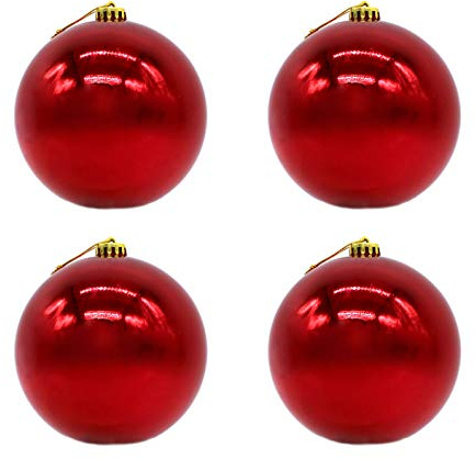 DARO DEKO Weihnachts-Kugel XXL Ø 15cm - 4 Stück rot glänzend