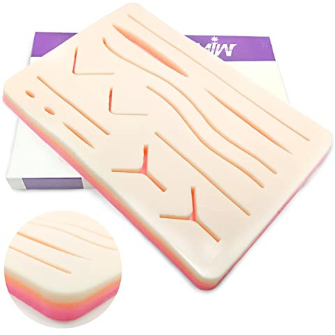 Suture practice pad Suture Übungsbrett Silikon Nahtpads 3 Schichten mit vorgeschnittenen Wunden für Medizinstudenten Tierärzte Krankenschwestern Silikon-Nahtpolster Silikon-Nähkissen
