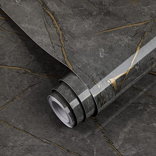 Decoroom Marble Sticky Back Plastic Roll Grey 30x300cm Marble Vinyl Self Adhesive Wallpaper Contact Paper Waterproof Flim Peel and Stick for Kitchen Bathroom Countertop Table Furniture Stickers