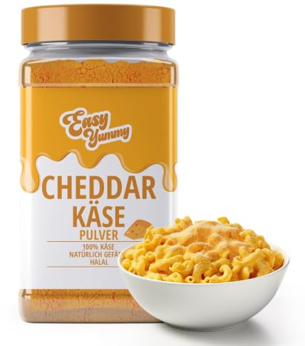 EASY YUMMY - Cheddar Cheese Powder for Popcorn & Snacks – Irresistible Movie-Night Flavouring – Sprinkle-On Cheese Seasoning Made in Europe from 100% Real Cheddar – 300g Jar
