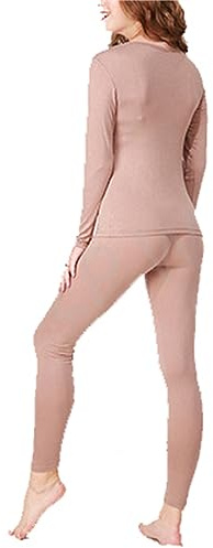 CFlong Conjunto Ropa Termica Mujer Set, Cálida Y De Secado Rápido Conjuntos Térmicos para Mujer Invierno Antibacteriana Y Flexible Ropa Interior Invierno Deporte Esqui Montaña (Caqui,6XL)