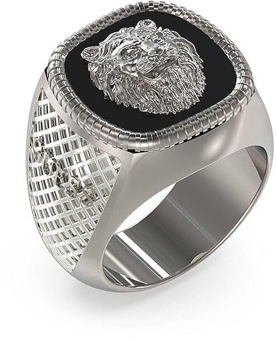 Guess Bague Pour Homme de la Collection Lion King. La Bague a Comme Symbole Lion et mesure 22 Tendance Code JUMR04003JWSTBK, Acier hypoallergénique