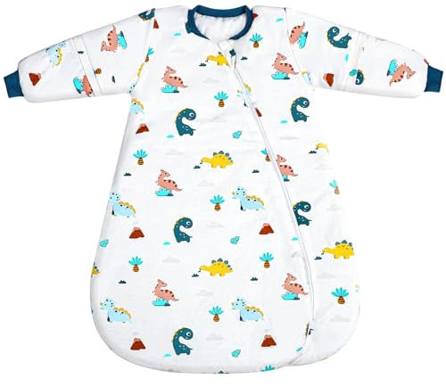 Schlafsack Baby Winter, Baby Schlafsack 3.5 Tog mit Abnehmbaren Langen Ärmeln Bio Baumwolle Babyschlafsack für Säuglinge Kleinkinder, 9-18 Monate