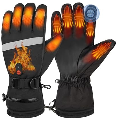 Guanti riscaldati, 7,4 V, 6000 mAh, ricaricabili, touch screen, 3 livelli di temperatura, guanti riscaldanti elettrici per sport invernali all'aperto, pesca, sci, escursionismo, ciclismo