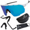 BIGWAVE 906 Sportbrille Schnelle Brille Fahrradbrille Sonnenbrille für Damen und Herren UV400 mit blau verspiegeltem, polarisiertem Wechselglas im Shield-Design. Anti-Beschlags-Beschichtung