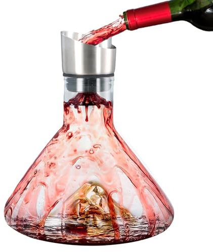 Dokeno Decantador de Vino, Aerador de Vino, Jarra de Vino Tinto, Oxigenador Vino, Accesorio de Vino, Vino de Regalo, Iceberg, Filtro, Vidrio de Cristal, Soplado a Mano, sin Plomo, 1.5 L