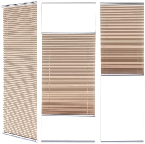 Brillant® Premium Plissee ohne Bohren zum Kleben, Plisseerollo mit Aluminium-Klebeleiste | Sonnenschutz & Sichtschutz für Fenster & Balkontür | Beige - Sand | 40x130 cm (BxH)