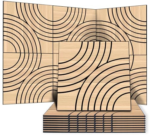 WoveN SounD Acoustic Wall Panels, Natural Oak, 8 Pack, 23.6x23.6 in