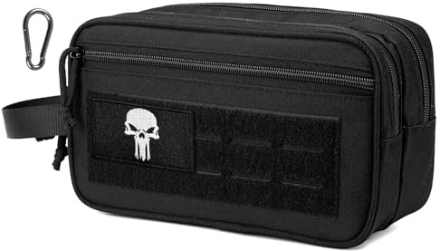 BAGZY Trousse de Toilette Homme Petite Pochette Tactique Militaire Accessoires Trousse de Secours Militaire Kit Rasage Homme Rangement Maquillage pour Camping, Fitness, Voyage, Sports Outdoor