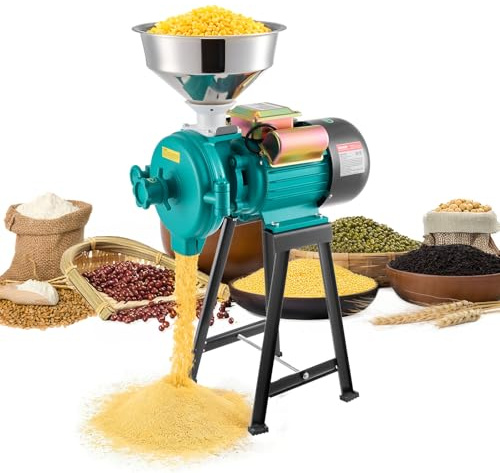 VEVOR Molinillo Eléctrico de Especias 2200 W, Molinillo de Cereales de Alta Velocidad 1400 rpm 50 kg/hora, con Patas de Goma Antideslizantes para Granos Secos, Especias, Cereales, Maíz, Pimienta
