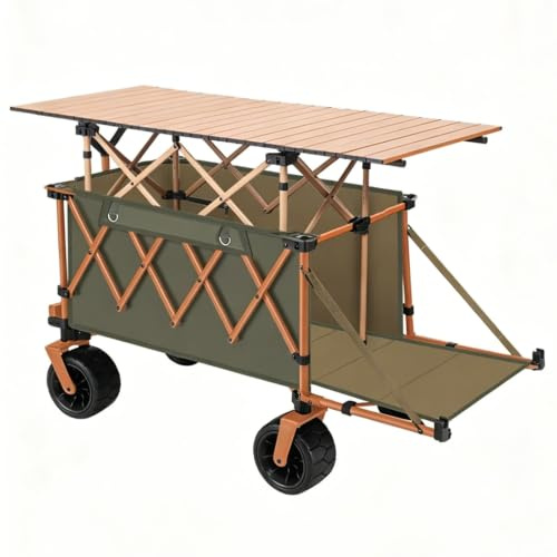 RTTZBOZ Carro Plegable de Mercado, Carrito de Venta Ambulante con Ruedas Puesto de Comida Portátil Carrito de Mercado Plegable Exterior(Green,52cm/20in)