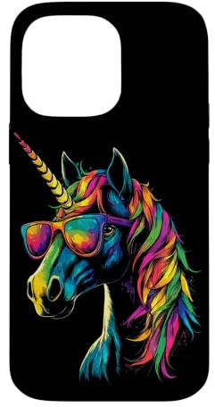 Licorne Coloré Arc-en-Ciel Cavalière Chevaux Équitation Coque pour iPhone 14 Pro Max