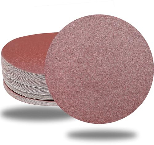 Tonmp 50 PCS 7 Inch Sanding Discs Set - 60 80 120 180 240 Grits Sandpaper, 7 Hook-and-Loop Aluminum Oxide Abrasive Sander Paper for Random Orbit Floor Drywall Sander