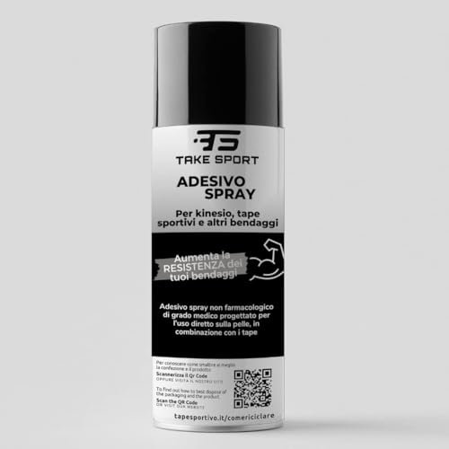TS TAKE SPORT – Spray Adhesivo Deportivo, NOVEDAD 2024 | Spray adhesivo universal para tape deportivo, kinesio, vendajes y cintas kinesiológicas – Aumenta la duración x10 – 118 ml