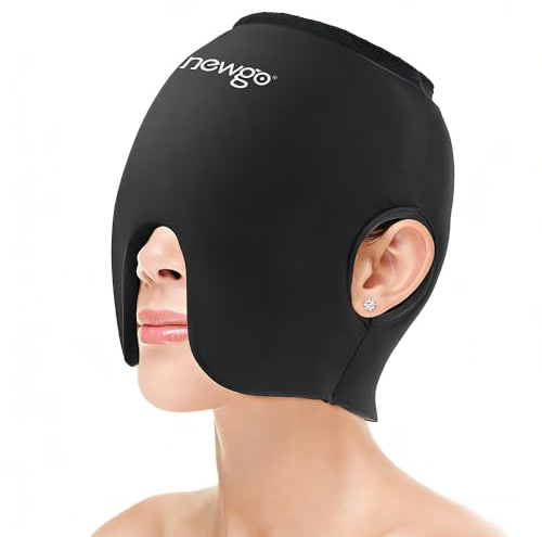 NEWGO Cuffia per alleviare l'emicrania, maschera in gel morbido con copertura completa, design anti-congelamento e pressione dell'orecchio