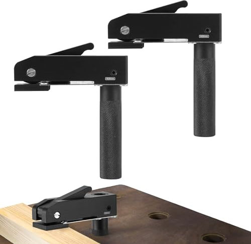 Idong 20mm Desktop-Schnellhalteklemme,Tischplatten-Niederhalter，feste Klemme,Verstellbarer Schreibtisch-Clip für Die Werkbank Hundeloch zum Holzschnitzen, Schleifen，Fräsen (2, 20mm)