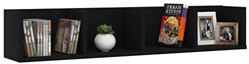 Gecheer Vägghylla FLoating CD-vägghylla DVD förvaringshylla bokvisning hylla CD-enhet hylla organisering svart 100 x 18 x 18 cm konstruerat trä