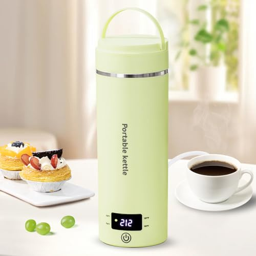 Bollitore elettrico da viaggio, mini bollitore portatile, piccola caldaia ad acqua calda con 4 impostazioni di temperatura, acciaio inossidabile 304, acqua di ebollizione rapida con spegnimento
