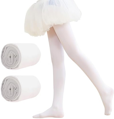 2 Paar Ballett-Strumpfhosen Mädchen-Strumpfhosen für Mädchen umwandelbare Strumpfhosen Ballett-Strumpfhosen Damen-Ballettsocken weiche Stretch-Ballett-Leggings mit Füßen für Mädchen Studenten (weiß)
