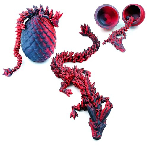Yeefunjoy 3D Printed Dragon in Egg, 3D Printed Fidget Toy, Full Articulated Dragon Crystal Dragon with Dragon, Flexible Joints Home Decor Executive Desk Dinosaurs Toys, Kids Gifts for Stress Relief