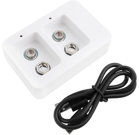 Create idea Cargador de Batería de 9V Cargador de Batería de Doble Ranura Cargador de Batería Rápido con Indicadores LED para Batería Recargable de Iones de Litio de 8,4 V Y Ni-MH/Ni-CD de 9 V