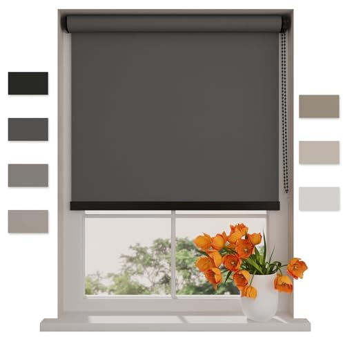 DTCH® Verdunklungsrollo ohne Bohren 140 x 190 cm (BxH) Anthrazit, Größen von 40 bis 240 Breite, Rollos für Fenster ohne Bohren, Klemmfix Rollo, Klemmrollos für Fenster