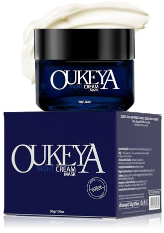 OUKEYA Nachtcreme mit Ceramiden, Hyaluronsäure, Sheabutter und Pflanzenextrakten, Feuchtigkeitsspendende & Regenerierende Gesichtspflege für empfindliche Haut, 50g