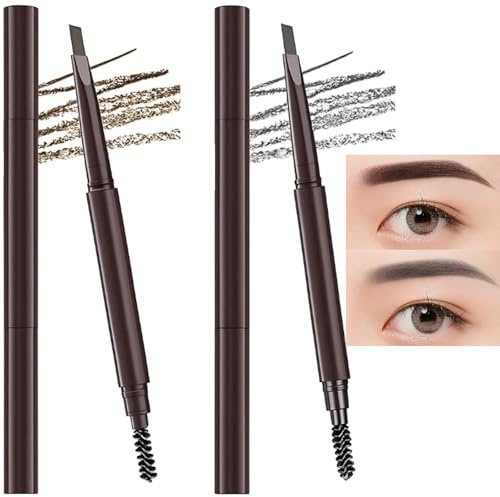Grey&Dark Brown Dual End Eyebrow Pencil - for Filling and Shaping Eyebrows Includes Brush for Shades - for Defined Brow Makeup Suitable for Everyday Use