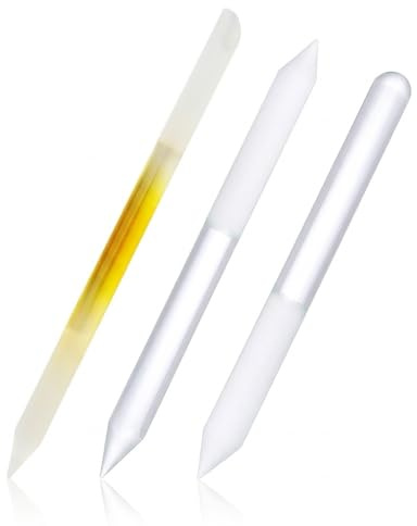 Lahkvor Set 3 Pezzi Spingicuticole in Vetro Professionale - Bastoncini Manicure Doppia Punta - Lima per Cuticole, Calli e Pelle Secca - Strumenti Premium per Cura delle Unghie, Mani e Piedi
