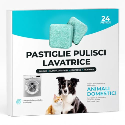 Varibee Pastiglie Pulisci Lavatrice, 24 Compresse Effervescenti Detergenti per Cestello, Guarnizioni e Tubi, Rimuove Residui di Detersivo, Sporco, Peli e Odori di Animali