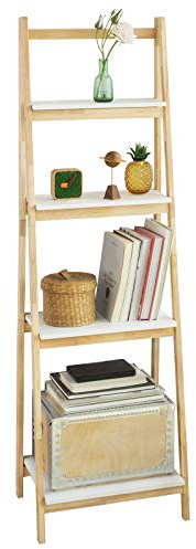 SoBuy® FRG162-N, 4 Tiers Foldable Ladder Shelf Bookcase, Storage Display Shelving Unit